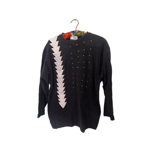 1980’s vintage women’s black bedazzled sweat shirt - Picture 1 of 5